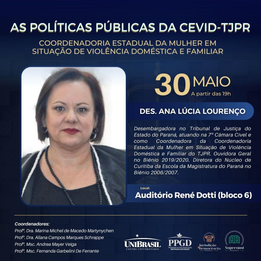 PPGD e o curso de Direito do UniBrasil promovem palestra em parceria com a CEVID-TJPR
