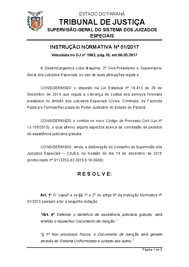 Altera a Instrução Normativa nº 01/2015
