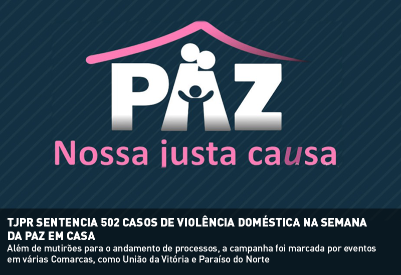 TJPR sentencia 502 casos de violência doméstica na Semana da Paz em Casa