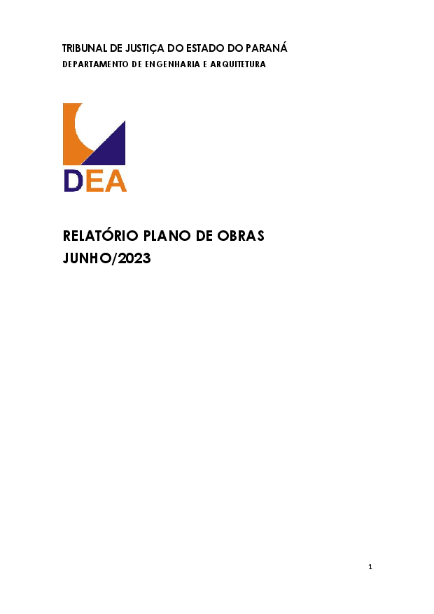 Relatório de Plano de Obras TJPR –  2023 Junho