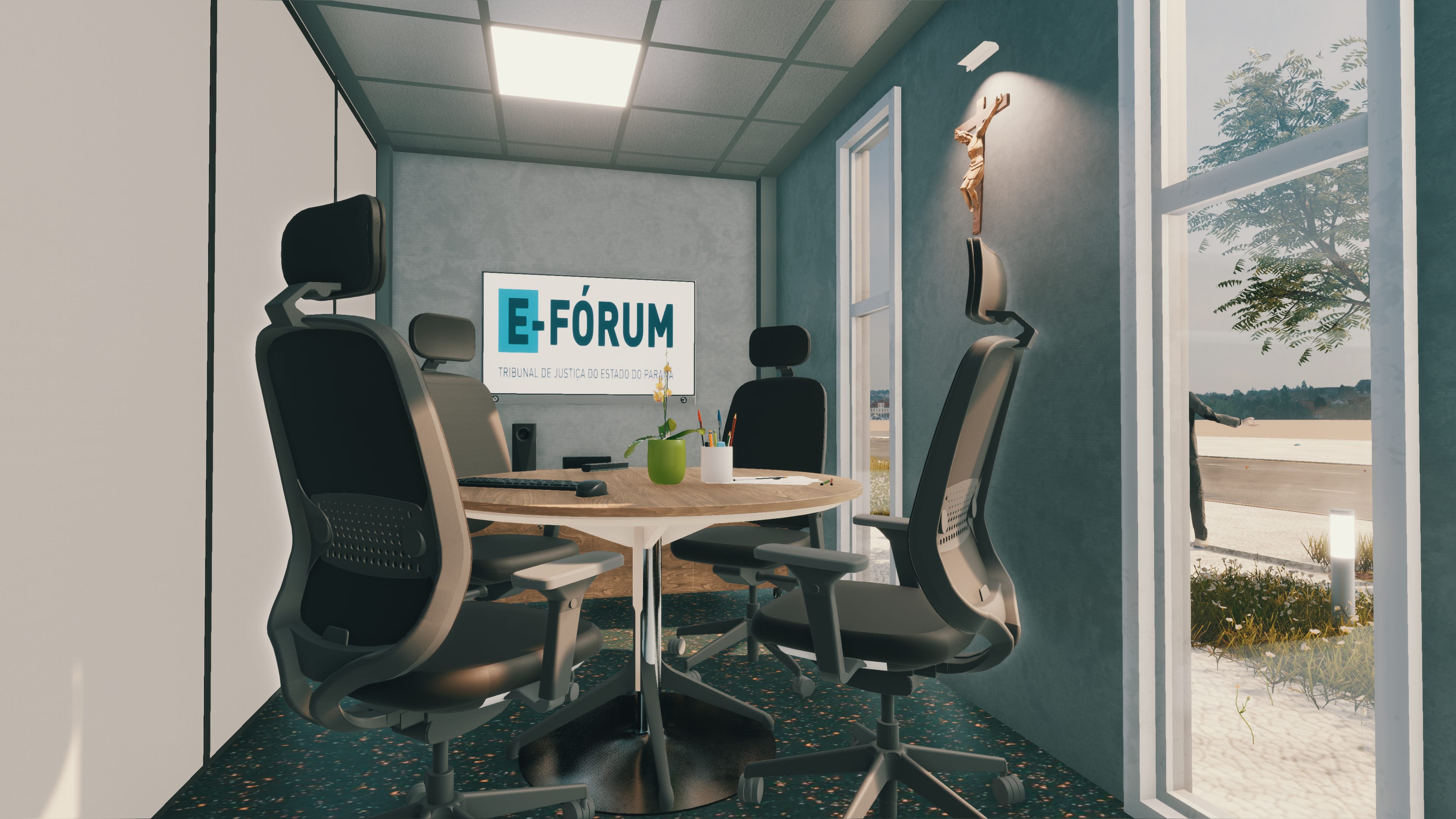Imagem do projeto da sala de conferência do E-Fórum